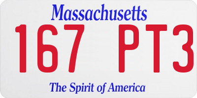 MA license plate 167PT3