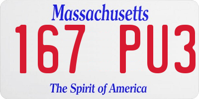 MA license plate 167PU3