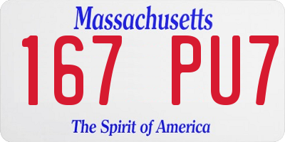 MA license plate 167PU7