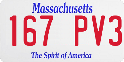 MA license plate 167PV3