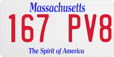 MA license plate 167PV8