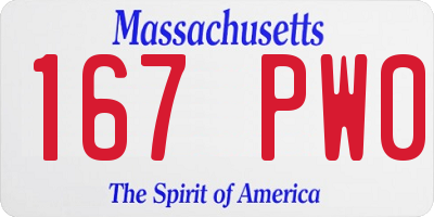 MA license plate 167PW0