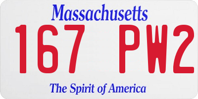 MA license plate 167PW2