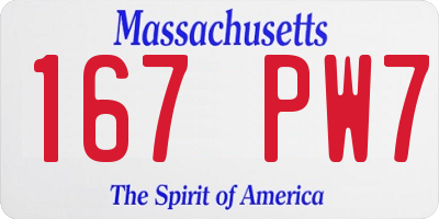 MA license plate 167PW7