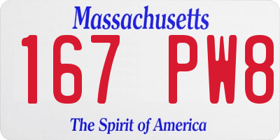 MA license plate 167PW8