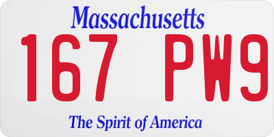 MA license plate 167PW9