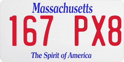 MA license plate 167PX8