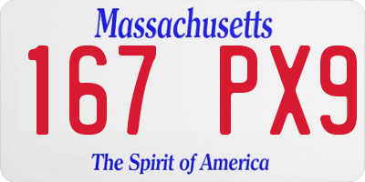 MA license plate 167PX9