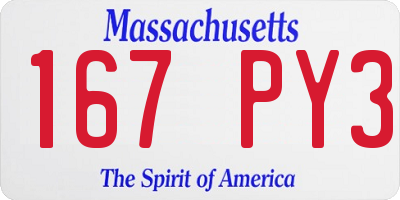 MA license plate 167PY3
