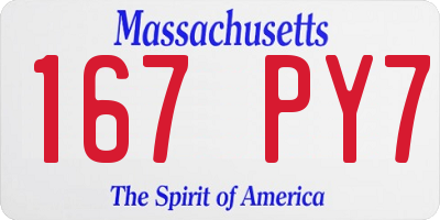 MA license plate 167PY7