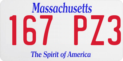 MA license plate 167PZ3