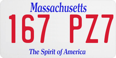 MA license plate 167PZ7