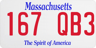 MA license plate 167QB3