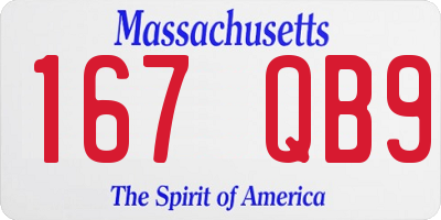 MA license plate 167QB9