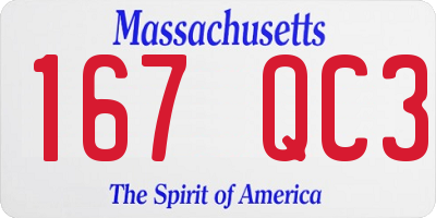 MA license plate 167QC3