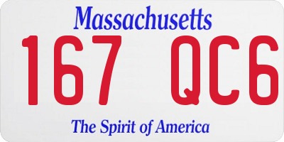 MA license plate 167QC6