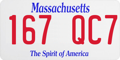 MA license plate 167QC7