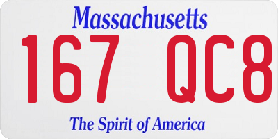 MA license plate 167QC8