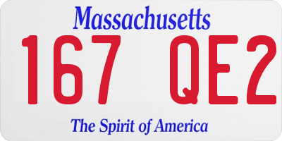 MA license plate 167QE2