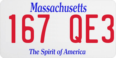 MA license plate 167QE3