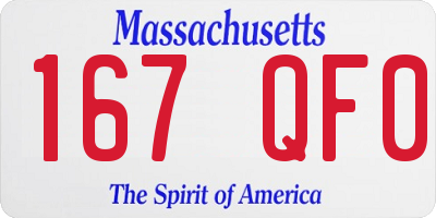 MA license plate 167QF0