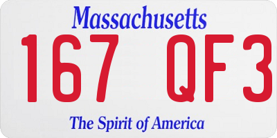 MA license plate 167QF3