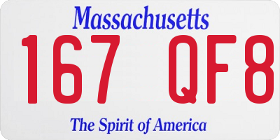 MA license plate 167QF8