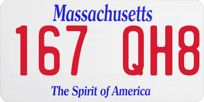 MA license plate 167QH8