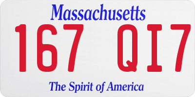 MA license plate 167QI7