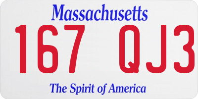 MA license plate 167QJ3