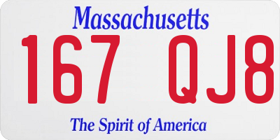 MA license plate 167QJ8