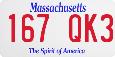 MA license plate 167QK3
