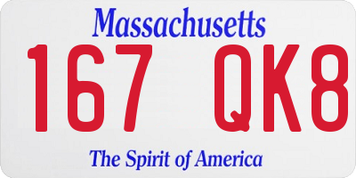 MA license plate 167QK8