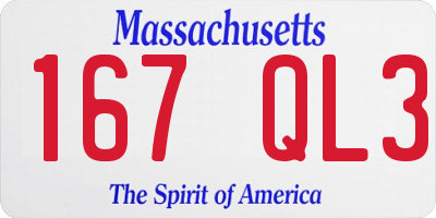 MA license plate 167QL3