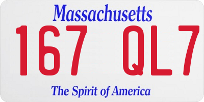 MA license plate 167QL7