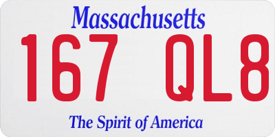 MA license plate 167QL8