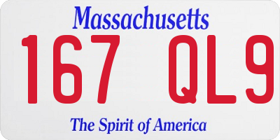 MA license plate 167QL9
