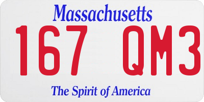 MA license plate 167QM3