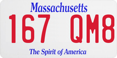 MA license plate 167QM8