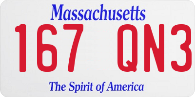 MA license plate 167QN3