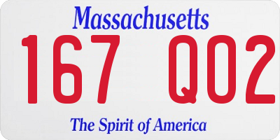 MA license plate 167QO2