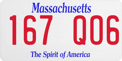 MA license plate 167QO6