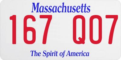 MA license plate 167QO7