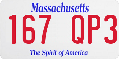 MA license plate 167QP3