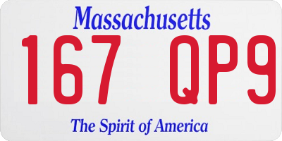 MA license plate 167QP9