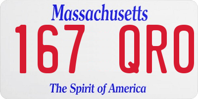 MA license plate 167QR0