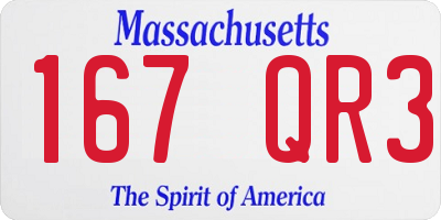 MA license plate 167QR3