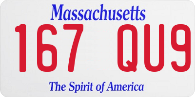 MA license plate 167QU9