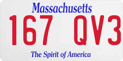 MA license plate 167QV3