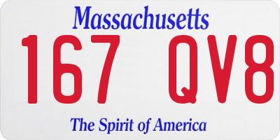 MA license plate 167QV8